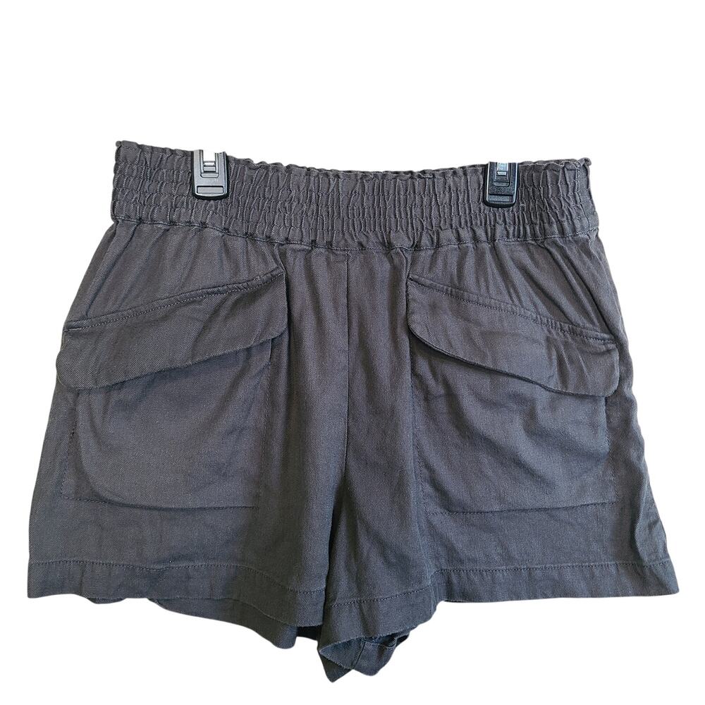 Anthropologie Maeve Linen Blend Shorts Womens M Charcoal Gray Lagenlook Boho